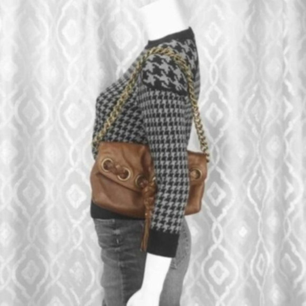 KOOBA Tan Leather Shoulder Baguette - Picture 2 of 8